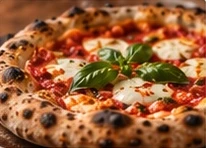 Pizza Margherita com manjericão fresco